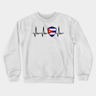 Cuba Heartbeat Proud Cuban Flag Crewneck Sweatshirt